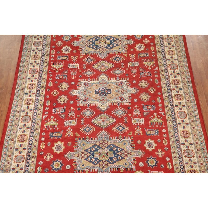 Red Kazak Oriental Area Rug Hand-Knotted Living Room Wool Carpet - 8'5"x 11'6"
