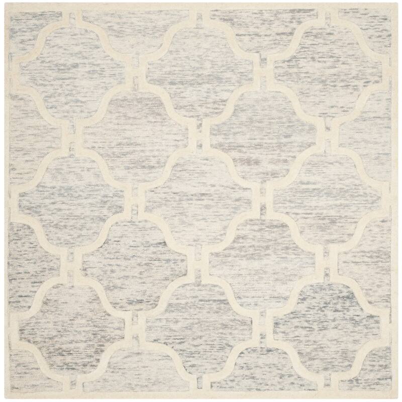 SAFAVIEH Handmade Cambridge Tilli Modern Wool Rug - 6' Square - Light Grey/Ivory