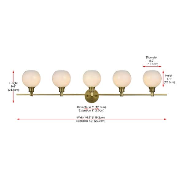 Elegant Lighting Collier 5 Light 47" Wide Bathroom Vanity Light with