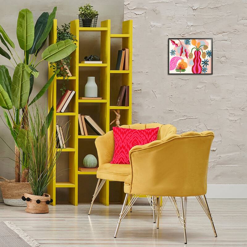 Stupell Eclectic Mod Flower Vases Framed Giclee Art Design By Suzanne Allard