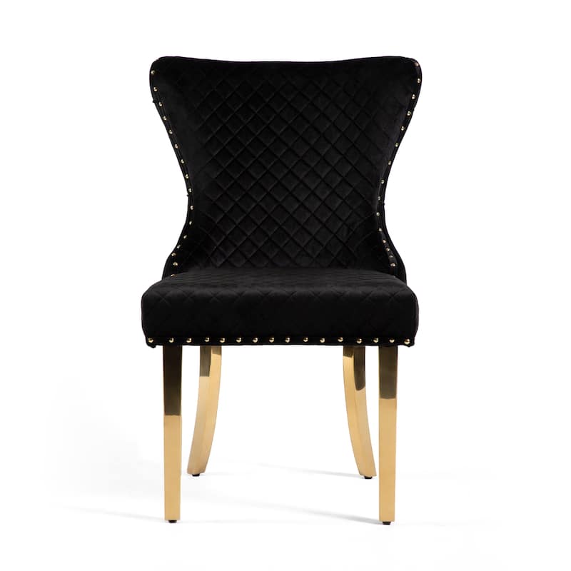 Furniture of America Thaddeus Glam Fabric Dining Chair with Nailhead Trim (Set of 2)
