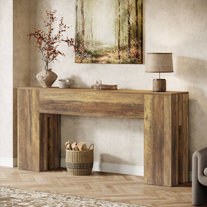 71-Inch Console Table for Entryway, Farmhouse Sofa Table Behind Couch, Wood Entrance Accent Table