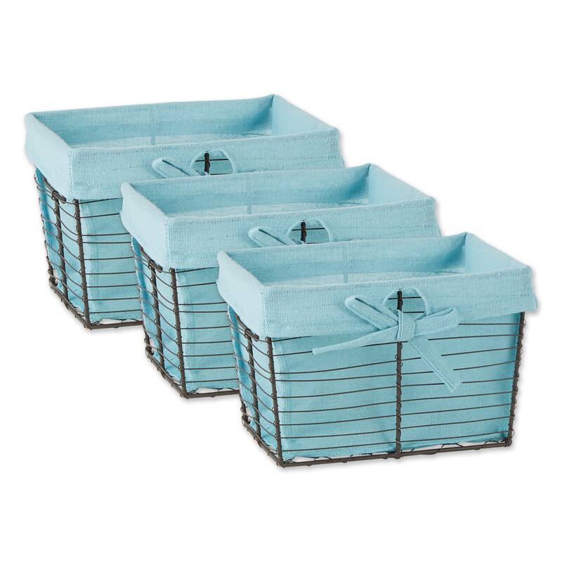 Chicken Wire Print Liner Basket (Set of 3) Small - Small - Vintage Grey Wire