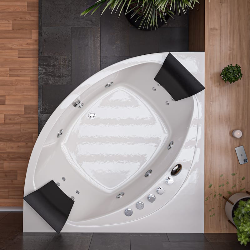 EAGO AM200 5-foot Rounded Modern Double-seat Corner Whirlpool Bathtub