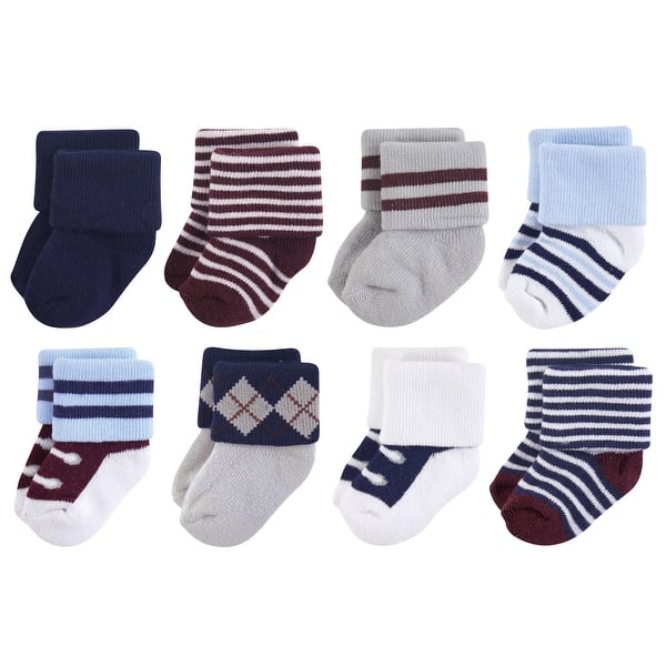 slide 1 of 1, Little Treasure Baby Boy Newborn Socks, Genius 0-6 Months - Genius 8-Pack