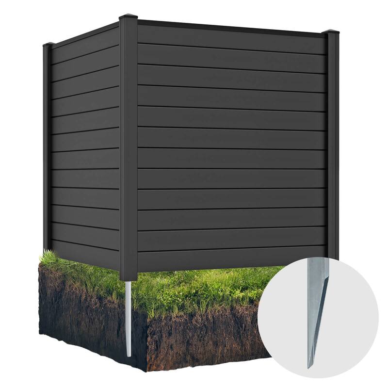 Costway Outdoor 48"L x 48"H PVC Privacy Fence Panels with Metal Ground - See Details