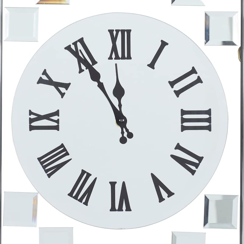 Glass Beveled Mirrored Wall Clock - Silver - Roche River Decor - 1"W x 13"L x 42"H