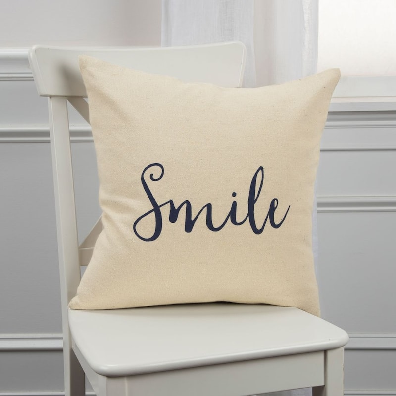 Natural Quote "Smile" Decorative Pillow