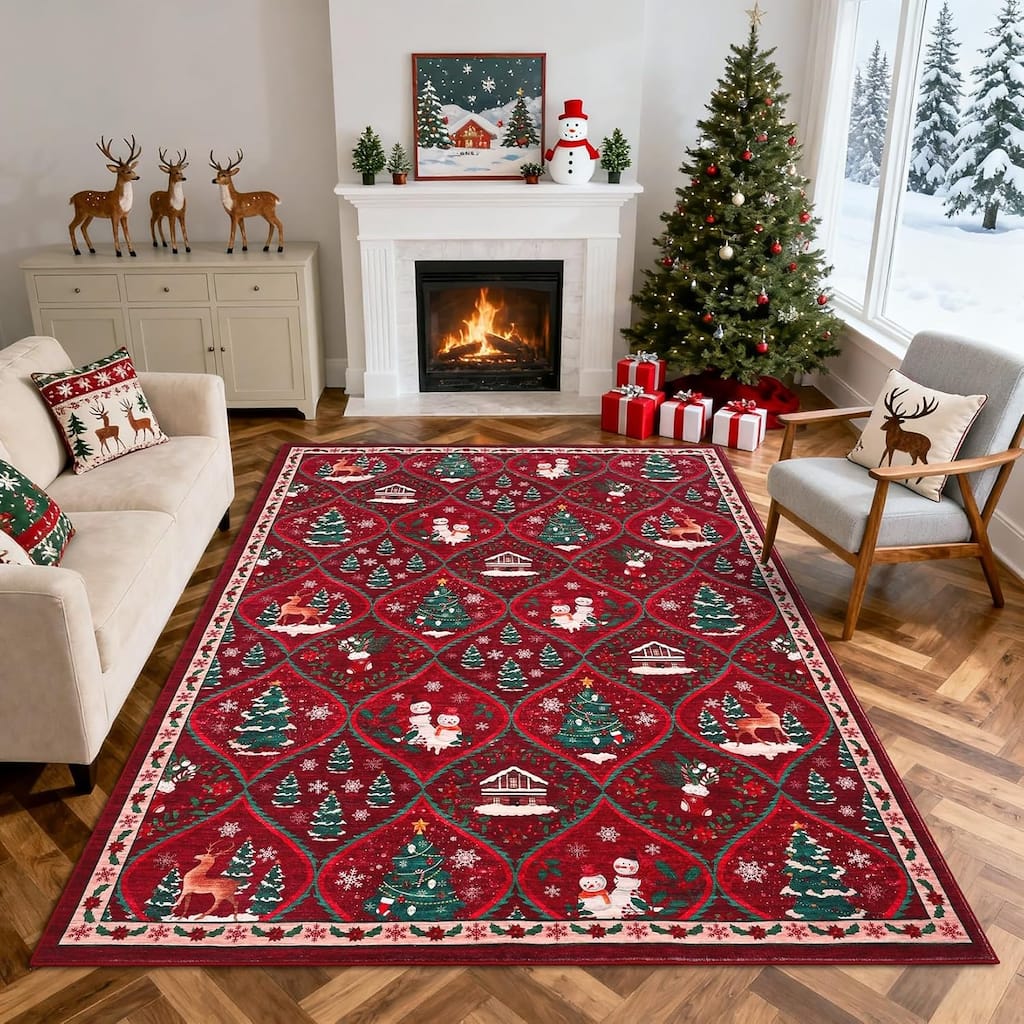 Garvee Diamond Pattern Christmas Area Rug