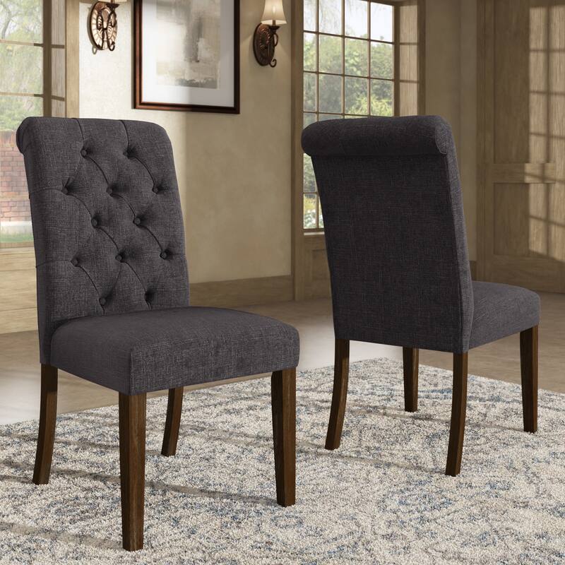 Benchwright Linen Tufted Dining Chair with Brown Finish Legs (Set of 2) by iNSPIRE Q Artisan