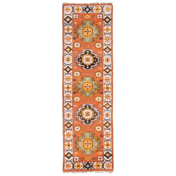 ECARPETGALLERY Hand-knotted Royal Kazak Copper Wool Rug - 2'0 x 6'5. Opens flyout.