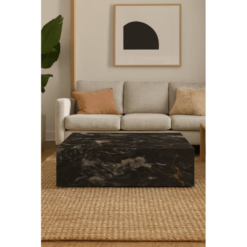 BETACH Genuine Marble Block Coffee Table - Phantom Black Marble