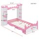 preview thumbnail 12 of 17, Twin Size Castle-Shaped Kids Platform Bed Frame with 2 Storage Bookshelf, Wooden Dreamy Princess Bed