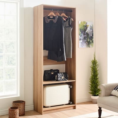 Prosper 32" Oak Wood Walk-in Closet with Three Shelves