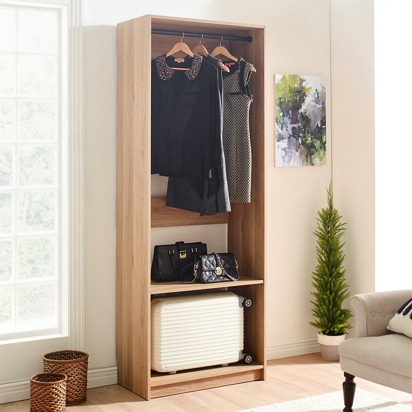 Prosper 32" Oak Wood Walk-in Closet with Three Shelves