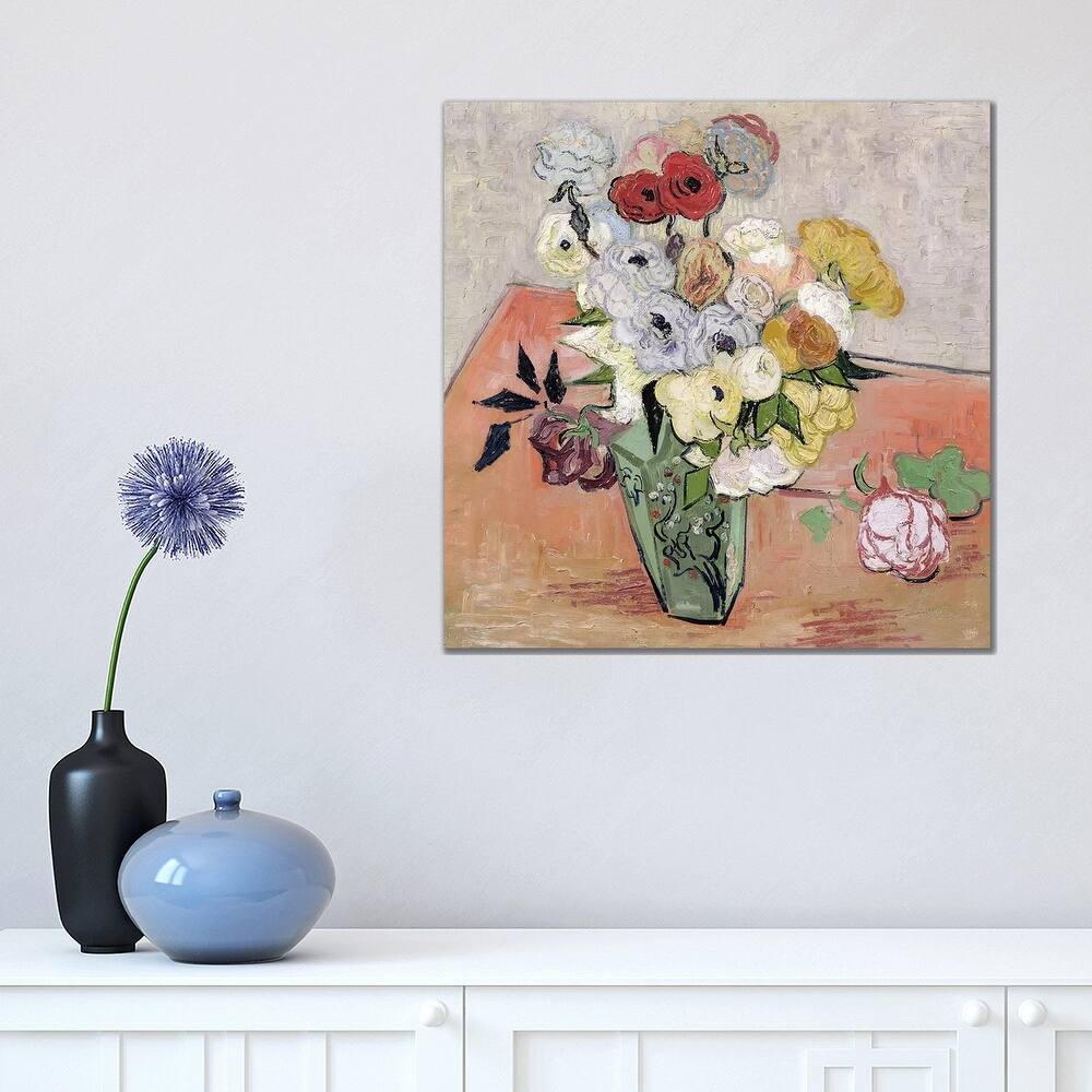 iCanvas "Japanese Vase with Roses and Anemones, 1890 " by Vincent van Gogh Canvas Print