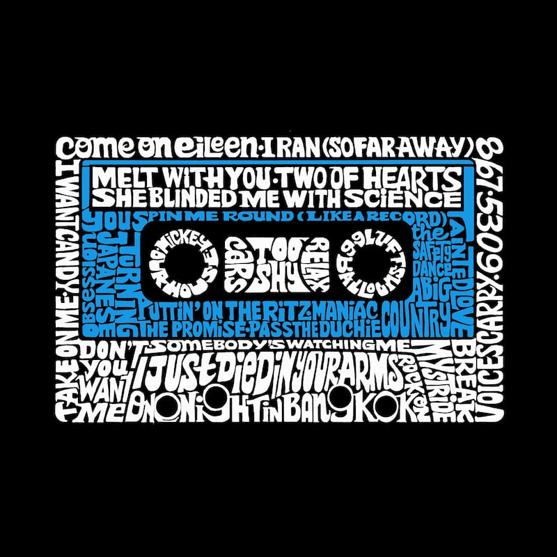 LA Pop Art Men's Word Art T-shirt - 80s One Hit Wonders