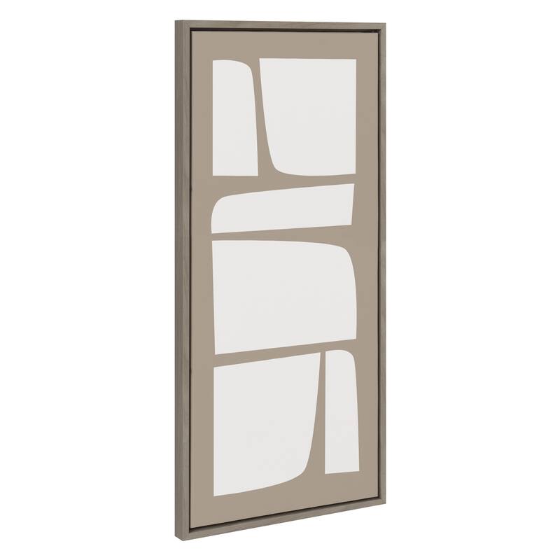 Kate and Laurel Sylvie Neutral Abstract Aztec Shapes Panel Framed Canvas by The Creative Bunch Studio - 18x40 - Grey