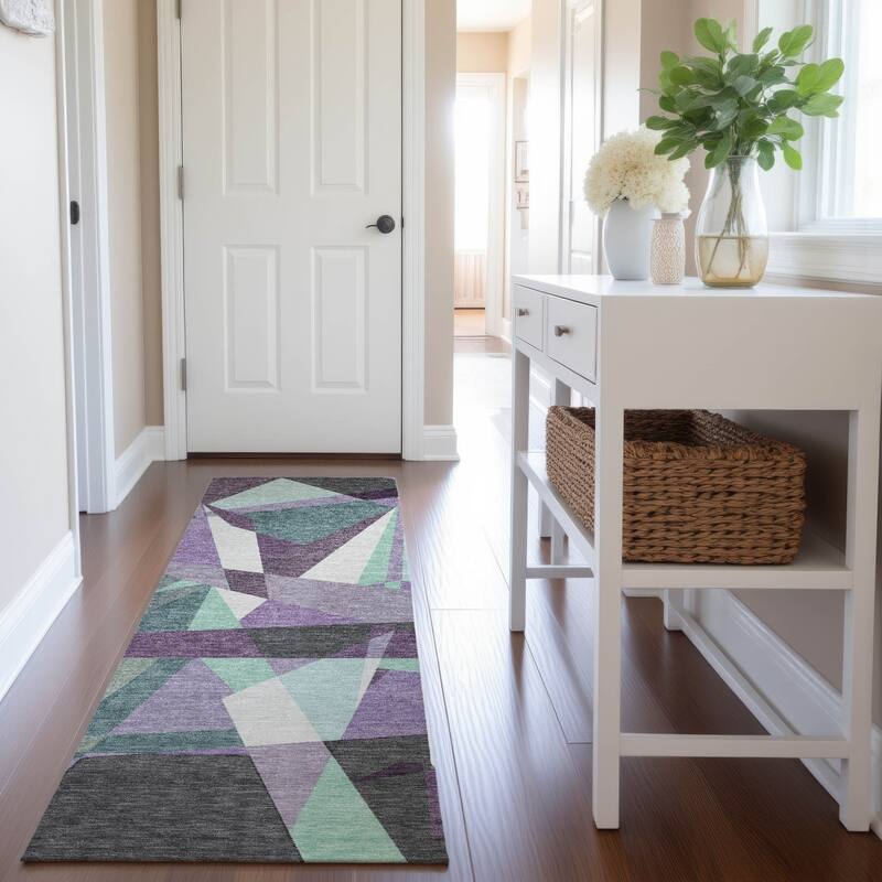 Premium Washable Super Soft Abstract Mosaic Mayfield Rug - Purple - 2'3" x 7'6"