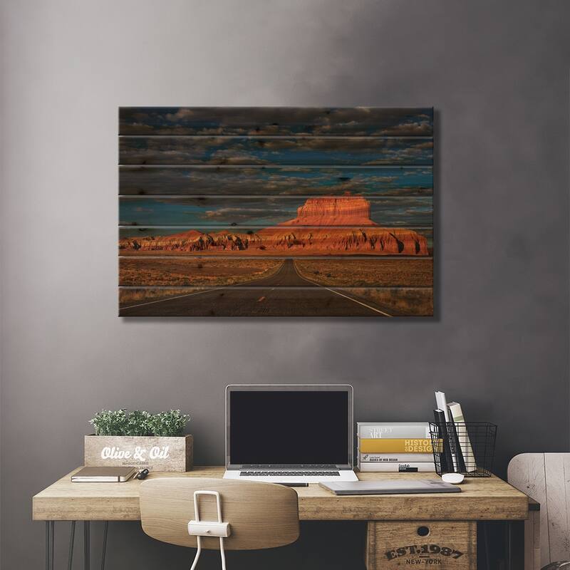 USA, Utah. Sunrise On Highway Into Wild Horse Butte. Print On Wood by Jaynes Gallery - Multi-Color