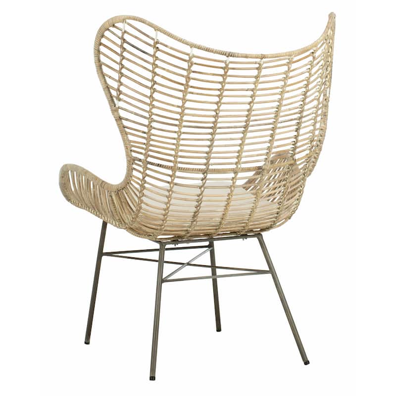 SAFAVIEH Sahira Rattan Wingback Arm Chair Washed - 31.7" x 28.4" x 40.2" - 32Wx28Dx40H