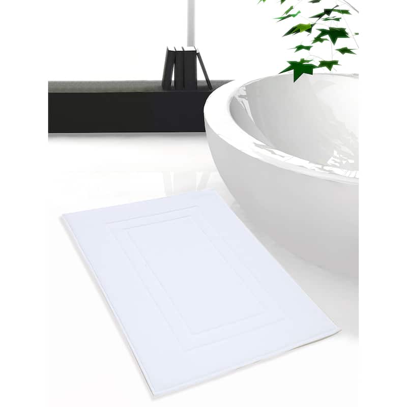 Cotton Terry Absorbent 900 GSM Cotton Bath Mat - (Set of 2) - White