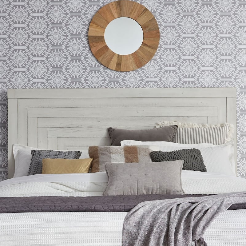 Modern Farmhouse Flea Market White Distressed Queen Panel Headboard - Queen