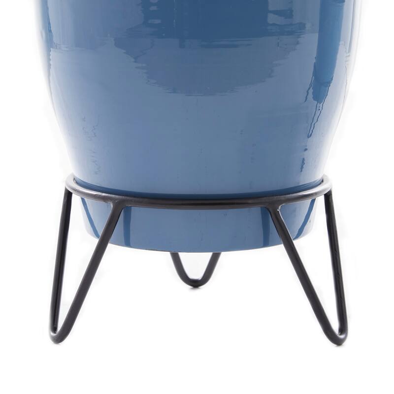 White Metal Planter with Removable Stand (Set of 2) - Blue, Pink, Black or White