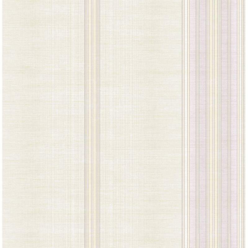 Seabrook Designs Vesper Stripe Unpasted Wallpaper - 20.5 in W x 33 ft. L - Metallic Alabaster & Lavender