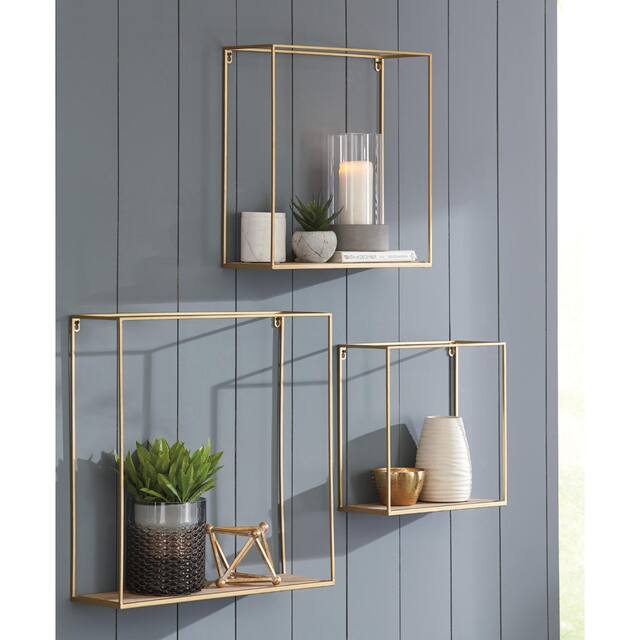 Efharis Gold 3-piece Wall Shelf Set