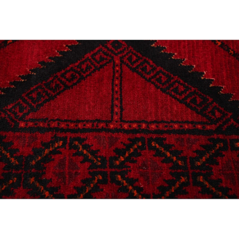 ECARPETGALLERY Hand-knotted Teimani Red Wool Rug - 3'7 x 7'7