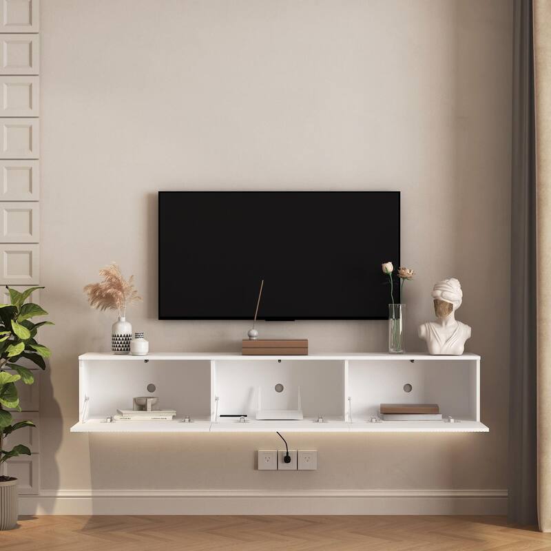 69" Modern TV Stand, Stylish Floating TV Cabinet Entertainment Center for 55-70 Inch TVs