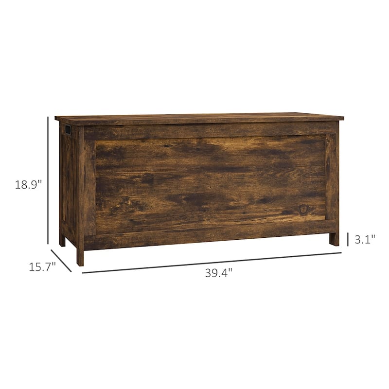 39.4" Wood Storage Box with 2 Safety Hinges and Side Handles
