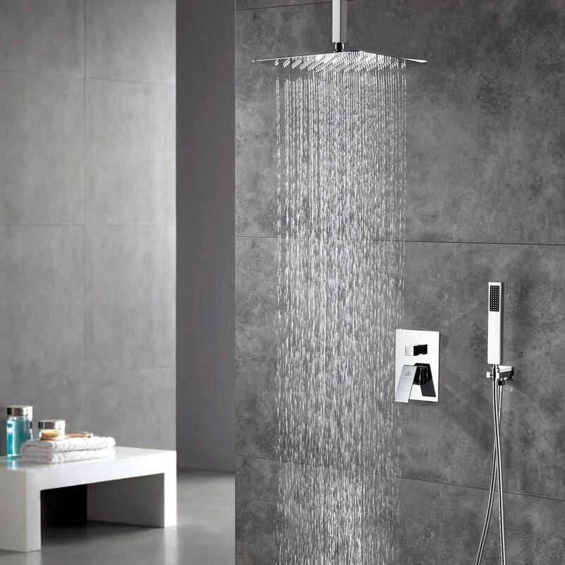 2 Function 10-inch Ceiling Mount Dual Shower Heads Shower System - Chrome