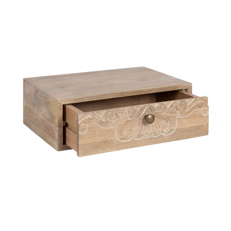 Kate and Laurel Mirza Carved Wood Floating Side Table - 18x12x6