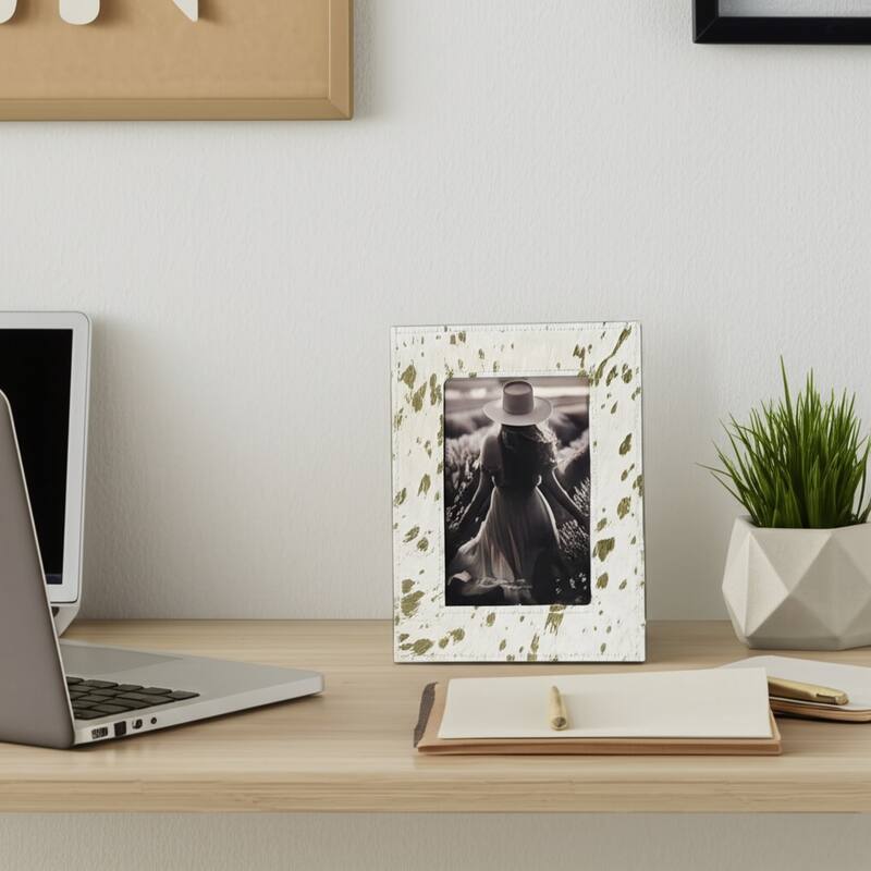 Leather Picture Frame Modern Speckled Glam Decorative Accent