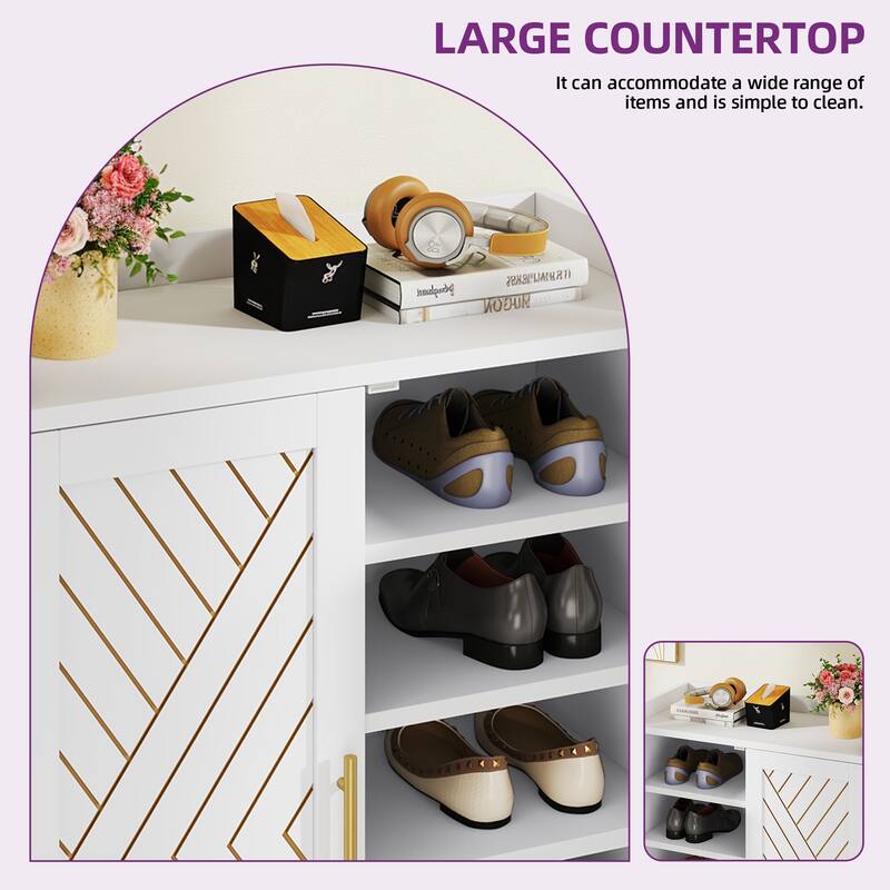 Moasis Shoe Storage Cabinet with Doors, 5-Tier Freestanding Shoe Organizer for Entryway