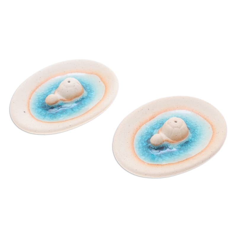 Novica Handmade Turtle World Ceramic Incense Holders (Pair)