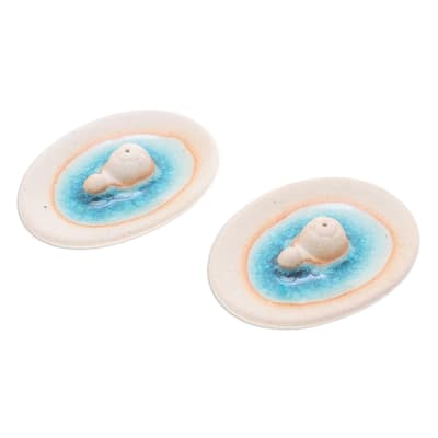 Novica Handmade Turtle World Ceramic Incense Holders (Pair)