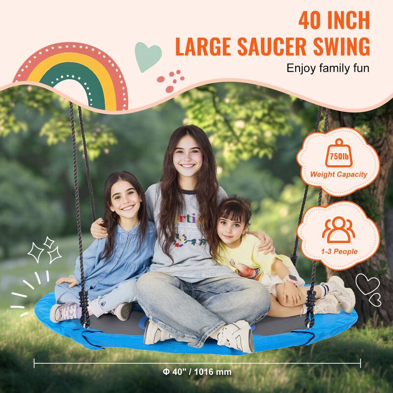 Tree Swing Hanging Straps and Adjustable Multi-Strand Ropes, Round Swing for Kids Outdoor