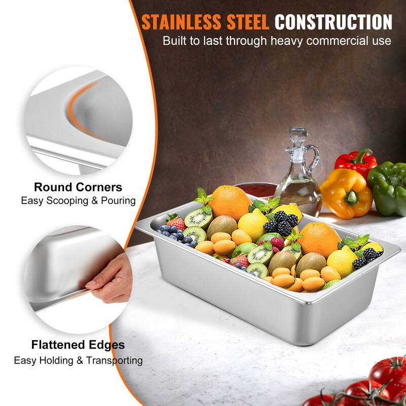 Steam Table Pans Stainless Steel Oven Tray Hotel Pans Anti-Jam Steam Table Food Pan