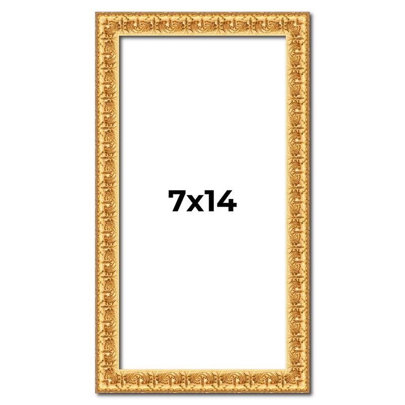 7x14 Frame Gold Real Wood Picture Frame Width 1 inches | Interior
