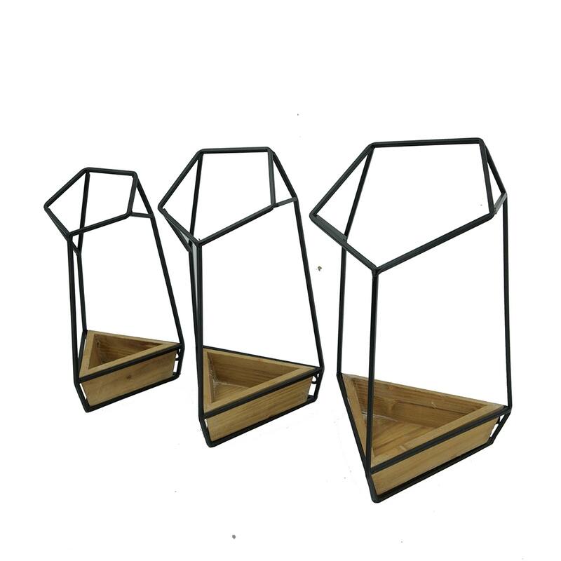 Set of 3 Felix Wall Planter, L:10x10x16.5" M:8.5x8.5x15.5" S:7x7x13.5"