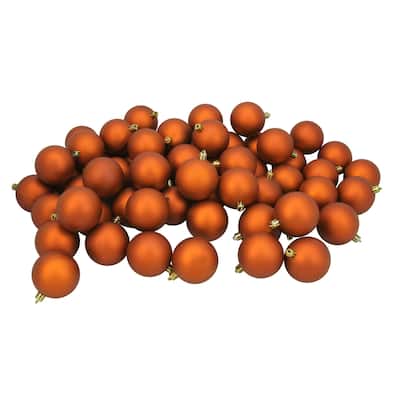 60ct Burnt Orange Shatterproof Matte Christmas Ball Ornaments 2.5"