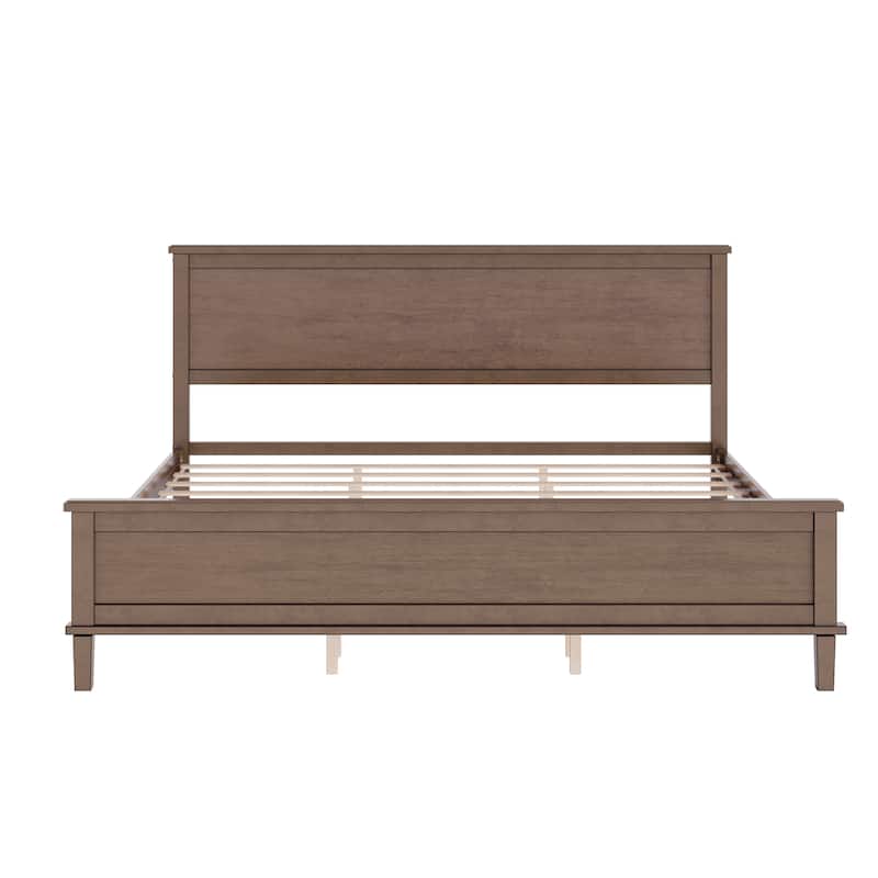 Classic Platform Bed Wood Slat Support Bed Headboard, Underbed Storage
