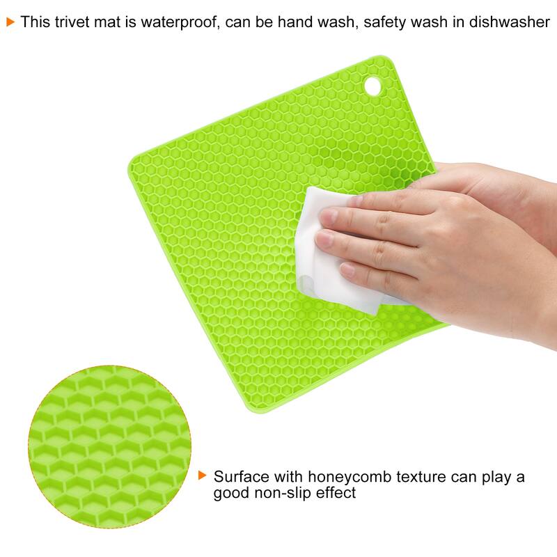 Silicone Trivet Mats 4pcs, Hot Pads Pot Holder for Countertop-Green - Green