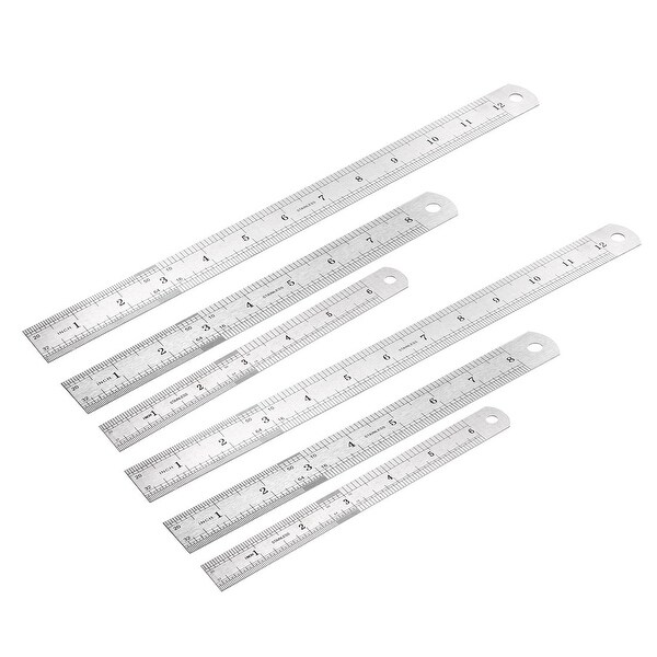 2 Set Steel Rulers, Measuring Ruler, 6inch Ruler, 8inch Ruler 12inch Ruler