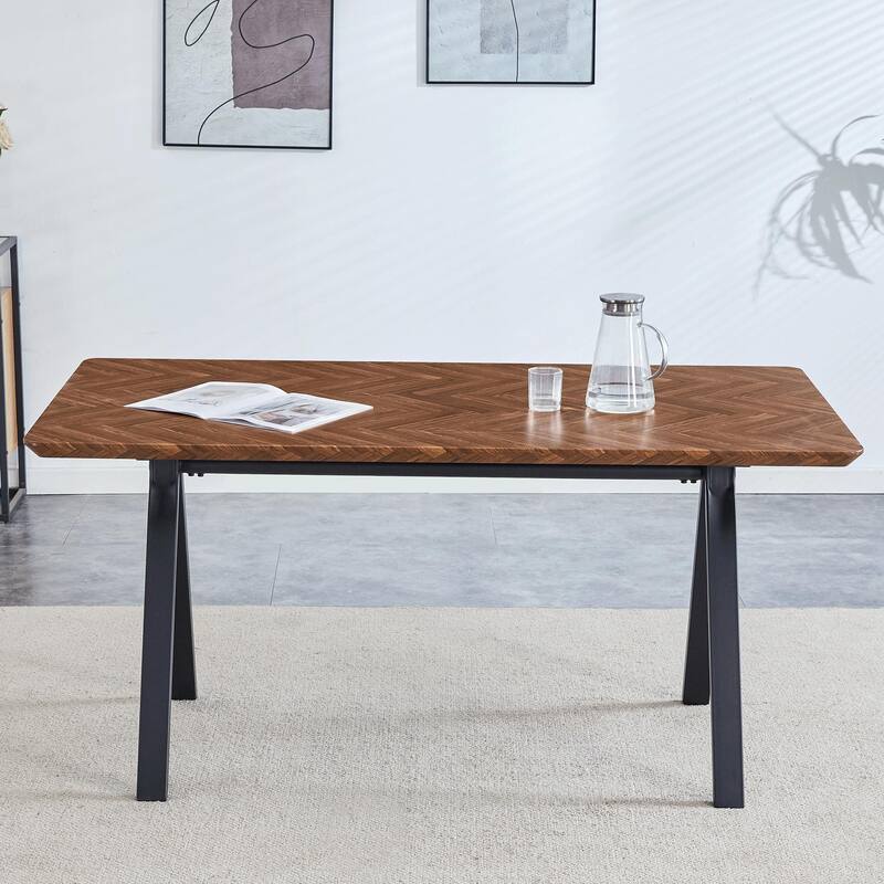 Herringbone Pattern MDF Dining Table - A Perfect Match for Modern Minimalist and Industrial Home Styles