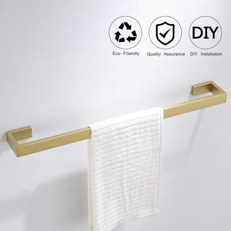 Gold Towel Bar Set 4 Piece Bathroom Hardware Set Wall Mounted Stainless Steel Towel Bar, 23.6"