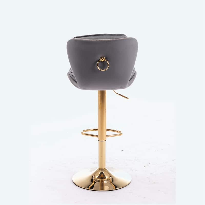 Set of 2 Bar Stools With Golden Base